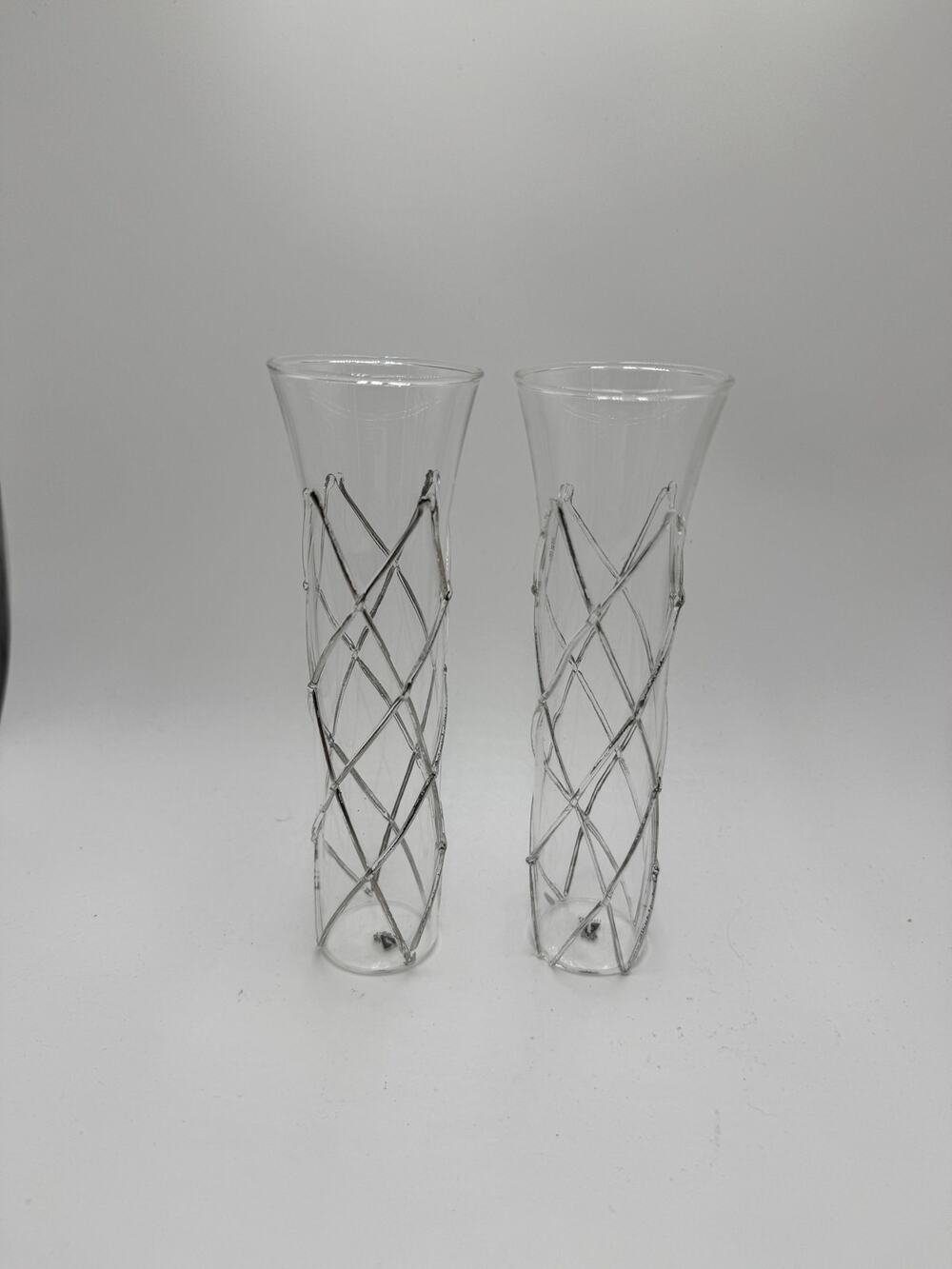 Rare Abigail’s Razzle Dazzle Clear Champagne Flute Glasses Set of 2